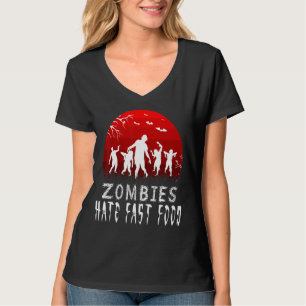 T-shirt Zombie Hate Fast Food Zombies Effrayant Halloween 