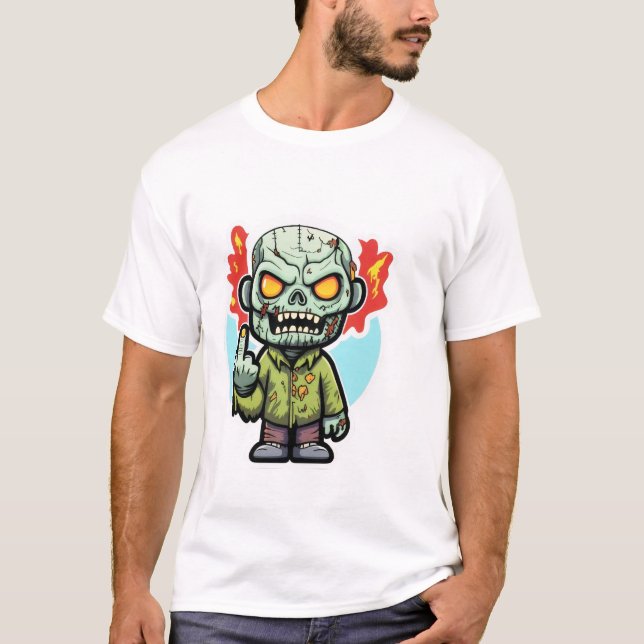T-shirt ZOMBIE homme majeur doigt halloween costume facile (Devant)