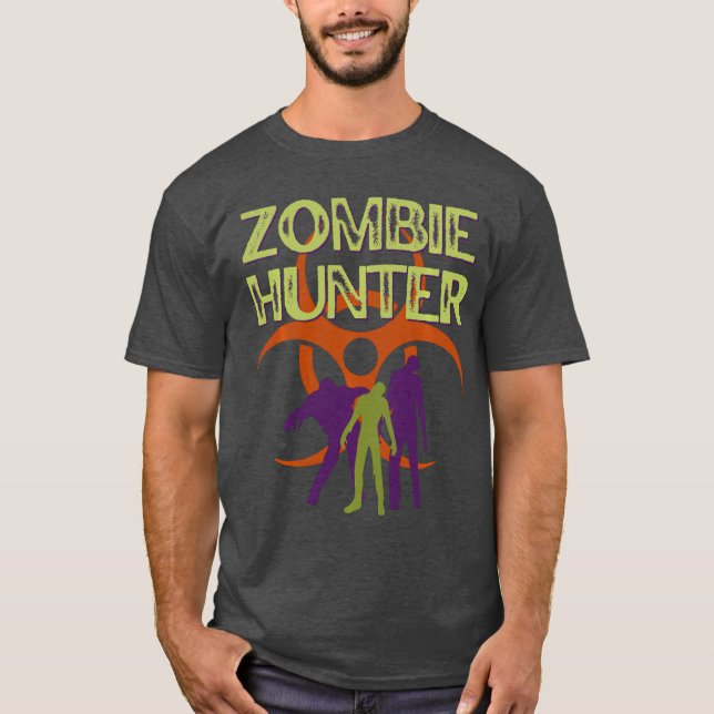 T-shirt Zombie Hunter Scary Horror Halloween Costumeee fam (Devant)