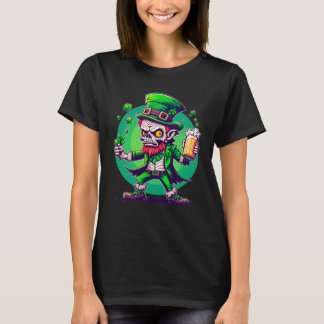 T-shirt Zombie Leprechaun Irish St Paddy's Beer 1