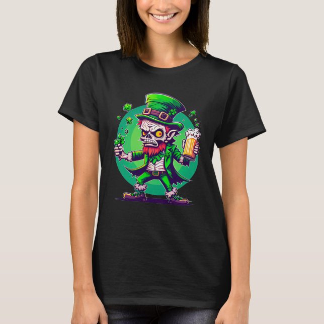 T-shirt Zombie Leprechaun Irish St Paddy's Beer 1 (Devant)