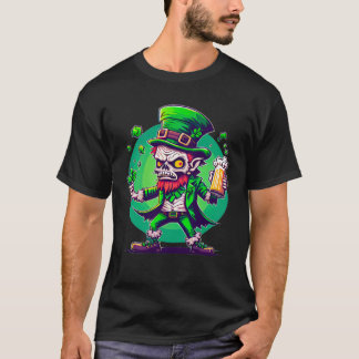 T-shirt Zombie Leprechaun Irish St Paddy's Beer 1