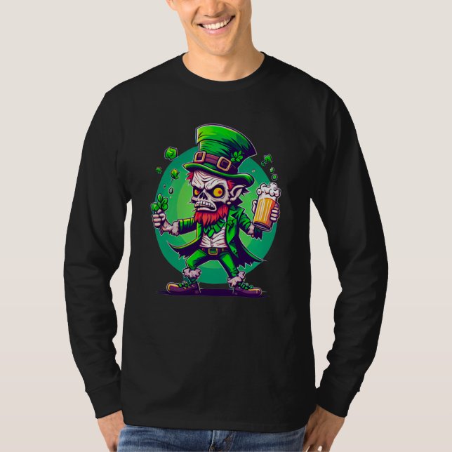 T-shirt Zombie Leprechaun Irish St Paddy's Beer  3 (Devant)