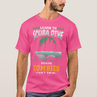 T-shirt Zombie Ne Peuvent Pas Nager Drôle Plongée sous-mar