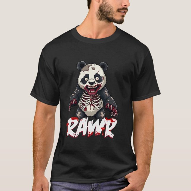 T-shirt Zombie Panda, Creepy Dystopian Undead Panda Bear (Devant)