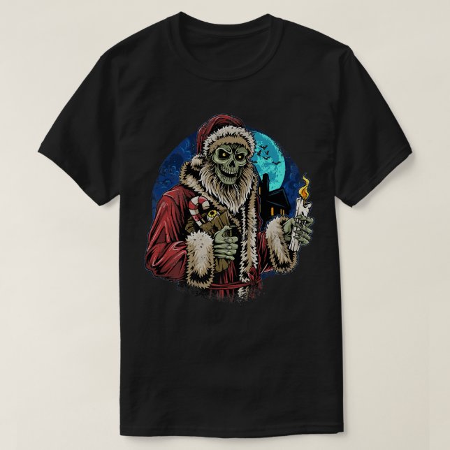 T-shirt Zombie Père Noël drôle Sarcastique mauvais Noël  (Design devant)