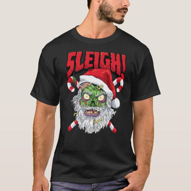 T-shirt Zombie Père Noël Sleigh Christmas Hail Santa Claus (Devant)
