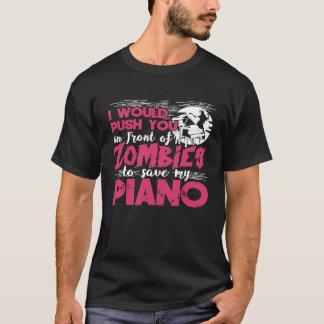 T-shirt Zombie Piano Player Pianist Clavier Graphique Drôl