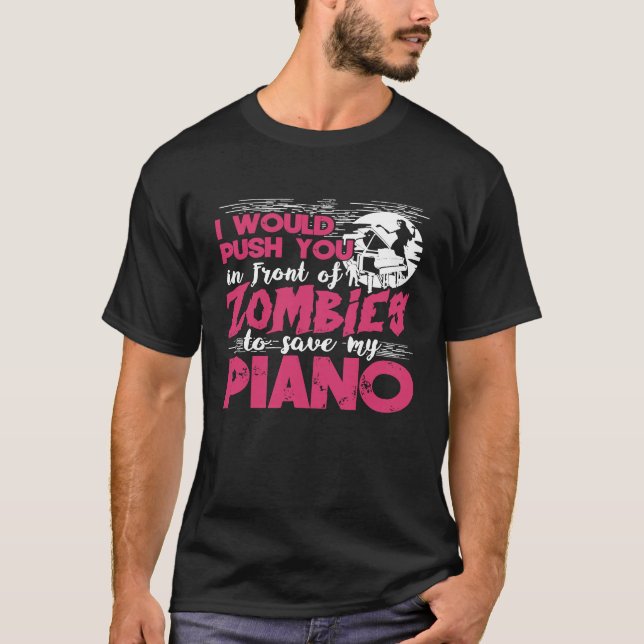T-shirt Zombie Piano Player Pianist Clavier Graphique Drôl (Devant)