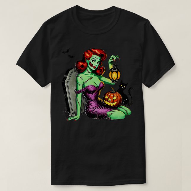 T-shirt Zombie Pin up fille Halloween (Design devant)