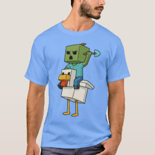 T-shirt Zombie Poulets Zombie Jockey Pixel Amusant Joueur