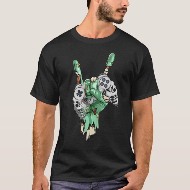 T-shirt Zombie Roche Main Holding Skeleton Gaming Contrôle (Devant)