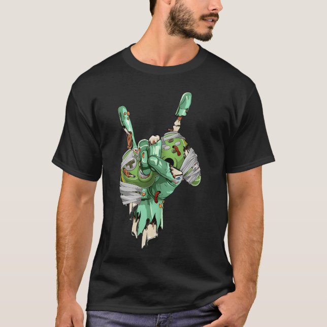 T-shirt Zombie Rock Hand Holding Mummy Gaming Controller g (Devant)