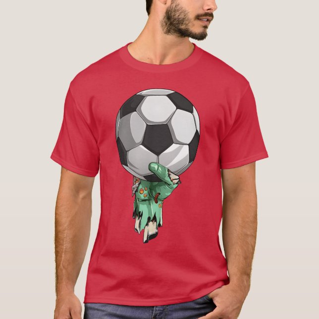 T-shirt Zombie Rock Hand Holding Soccer Ball Halloween gir (Devant)