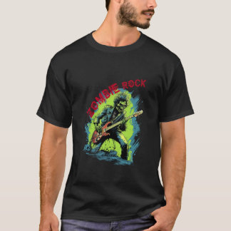 T-shirt Zombie Rock Zombie Jouant de la Guitare Électrique