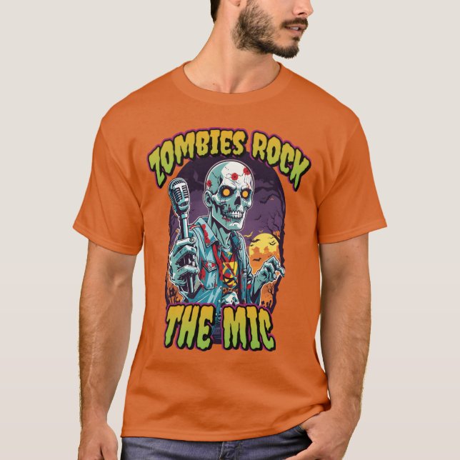 T-shirt Zombie Rockhe Mic For Rockstars Music Zombie famil (Devant)