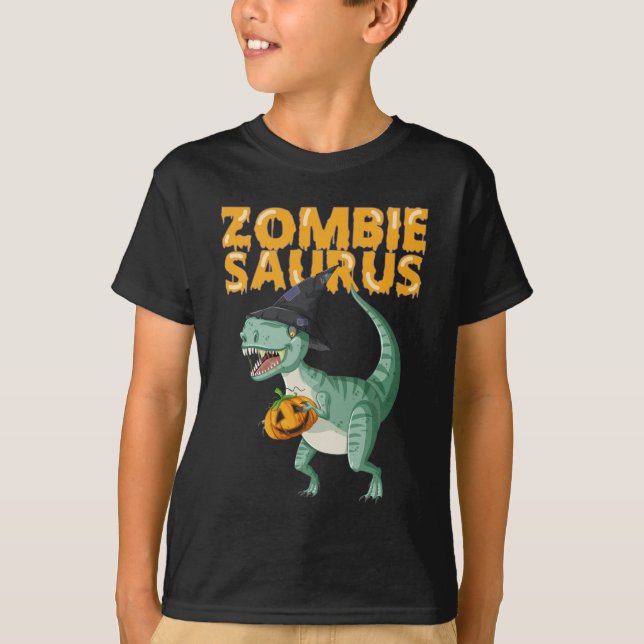 T-shirt Zombie Saurus Dinosaur T Rex Halloween enfants (Devant)
