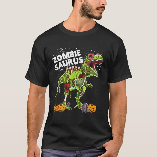 T-shirt Zombie Saurus Halloween Enfants Dinosaure rex (Devant)