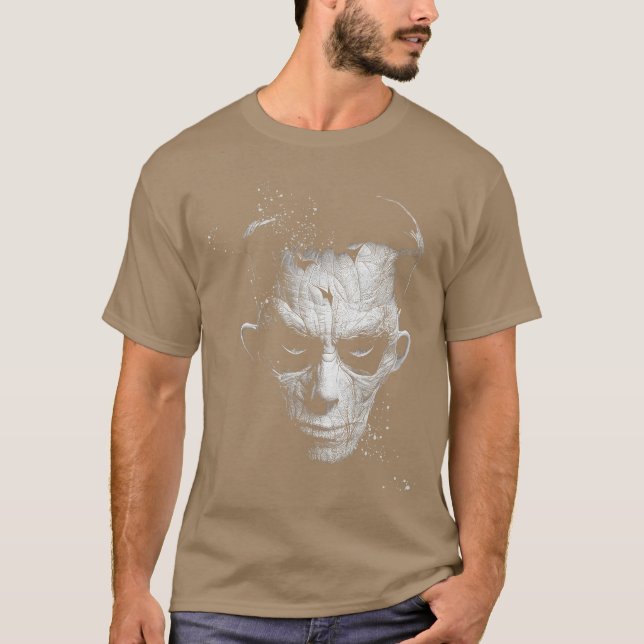 T-shirt Zombie Scary Hieroglyphic Face Undead Horror Gothi (Devant)