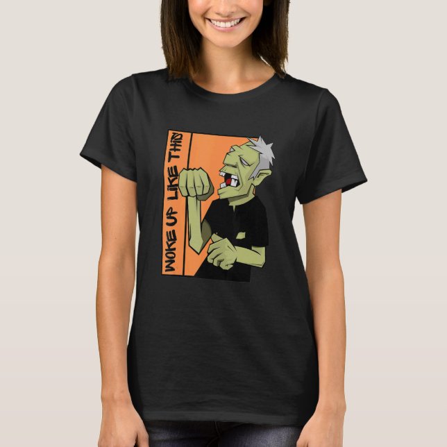 T-shirt Zombie s'est réveillé comme ça Halloween (Devant)