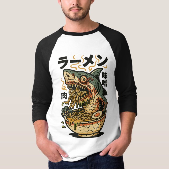T-shirt Zombie Shark Ramen - Horreur Déplaisante Nourritur (Devant)