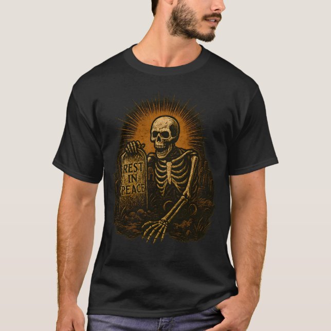 T-shirt Zombie Skeleton Undead Horror Grave Goth halloween (Devant)