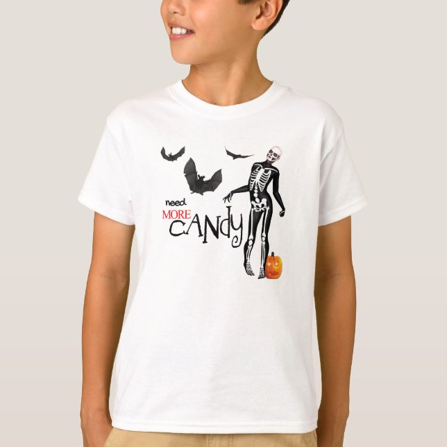 T-shirt Zombie Squelette et chauves-souris Halloween (Devant)