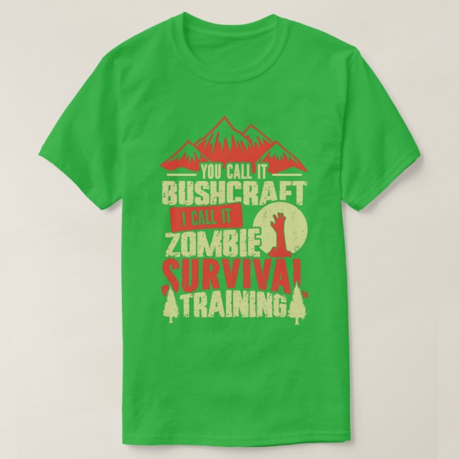 T-shirt Zombie Survival Training Funny Bushcraft Classi (Design devant)