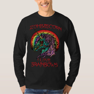 T-shirt Zombie Unicorn I Love Brainbows Halloween Gothic G