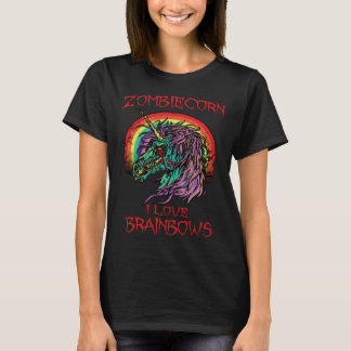 T-shirt Zombie Unicorn I Love Brainbows Halloween Gothic G