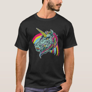 T-shirt Zombie Unicorn Tête Mythique Créature Pegasus Unic