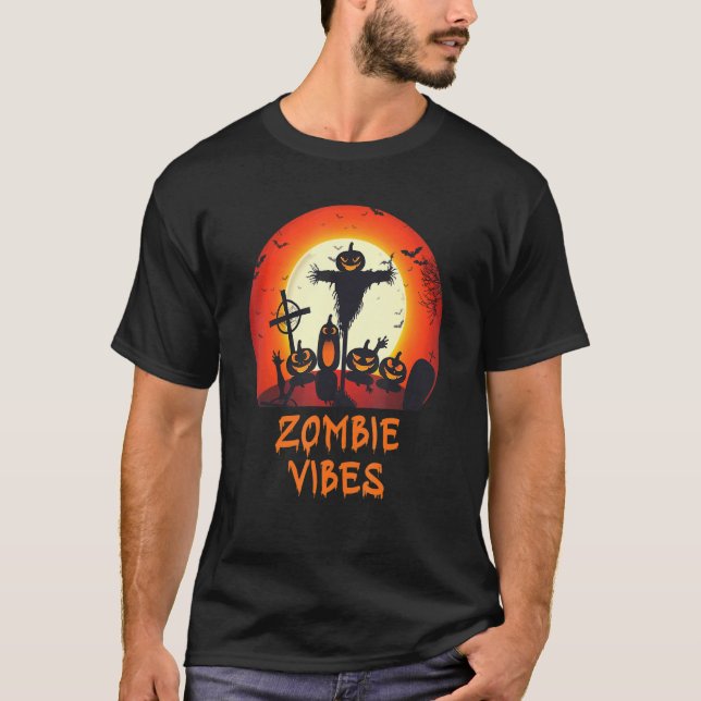 T-shirt Zombie Vibes Lune Graveyard Effrayant Enfants Pub (Devant)