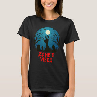 T-shirt Zombie Vibes Moonlit Graveyard  Scary Kids Boys Ad