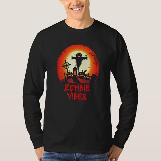 T-shirt Zombie Vibes Moonlit Graveyard  Scary Kids Boys Ad (Devant)