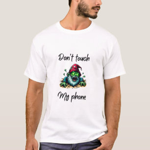 T-shirt Zombie Wizard – “Don’t Touch My Phone” Warning Art