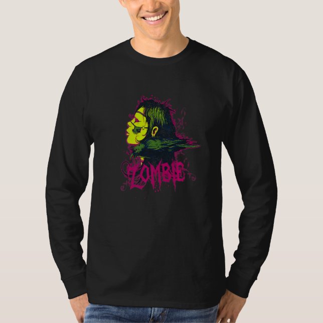 T-shirt Zombie Woman Accompanied By Her Raven (Devant)