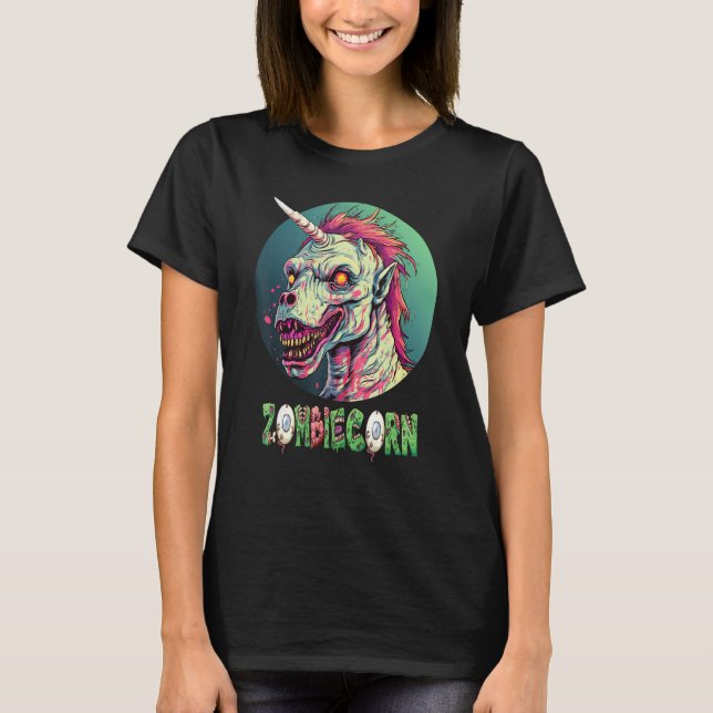 T-shirt Zombiecorn Zombie Unicorn I Love Brainbows Punk Ha (Devant)