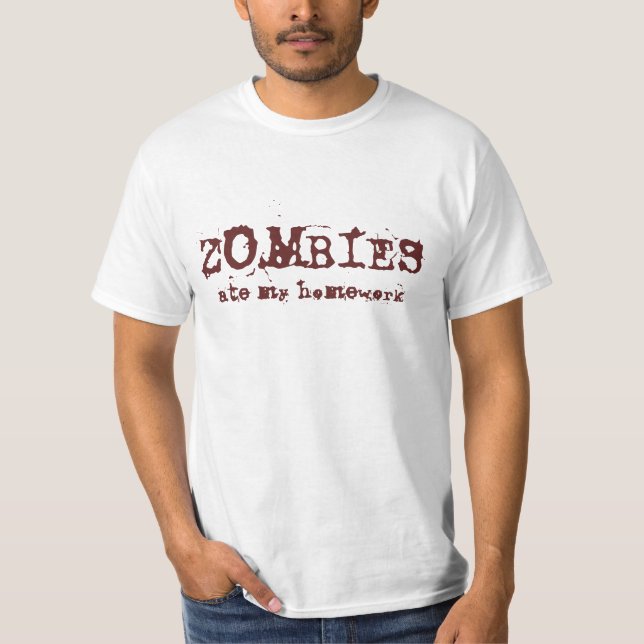 T-shirt Zombies a mangé mes devoirs (Lumière) (Devant)