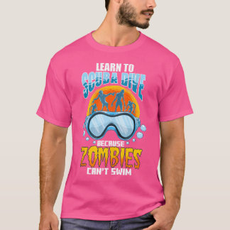 T-shirt Zombies Can'T Swim Funny Underwater Scuba Diving D