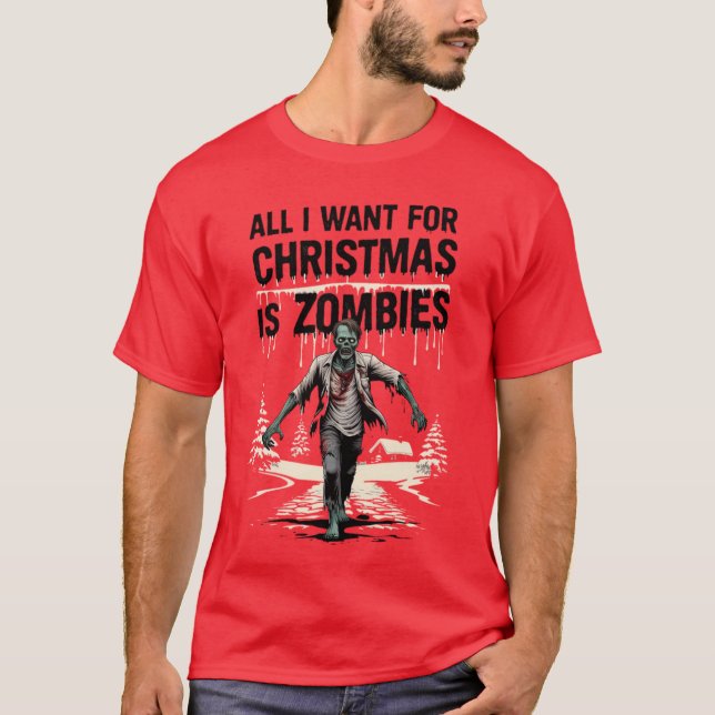 T-shirt Zombies de Noël drôles pour Noël (Devant)