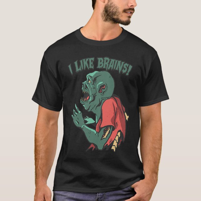 T-shirt Zombies Eat Brains Halloween Boys Kids Zombie (Devant)