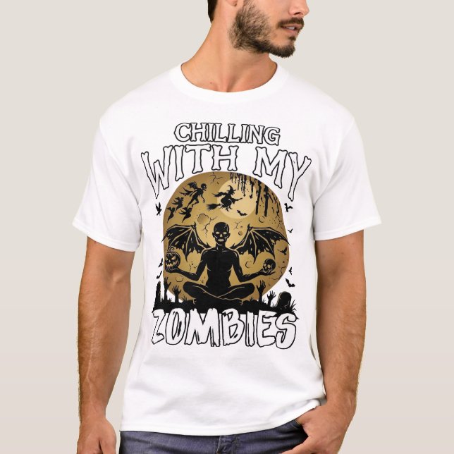 T-shirt Zombies glaçants Halloween Démon ailé Lune Tombe (Devant)