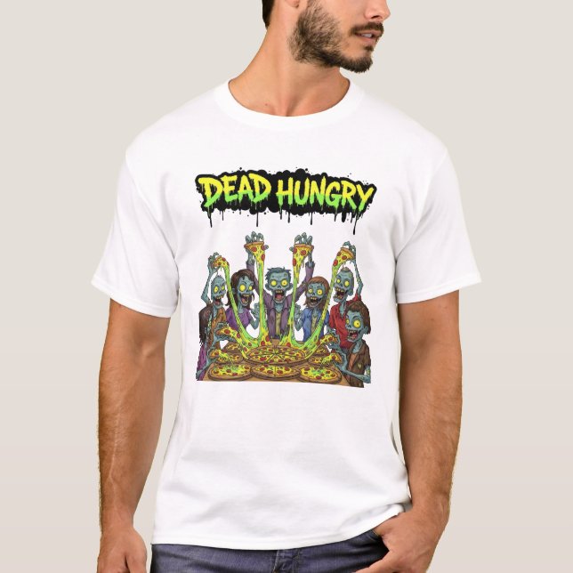 T-shirt Zombies Manger Pizza (Devant)