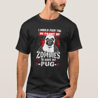T-shirt Zombies pour sauver mon chien carlin Halloween