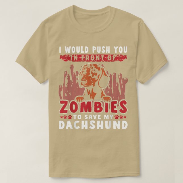 T-shirt Zombies pour sauver mon dachshund Funny Halloween  (Design devant)