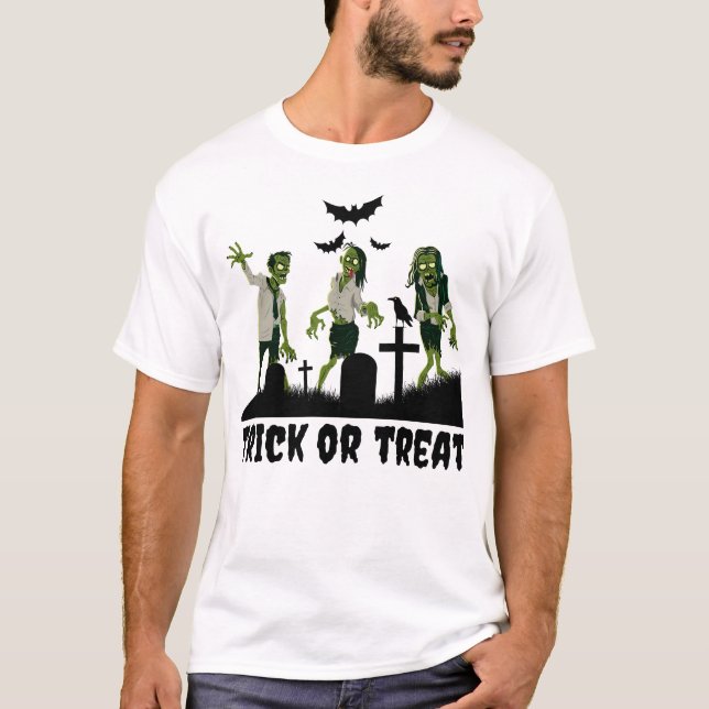 T-shirt Zombies Trick ou Treat Design (Devant)