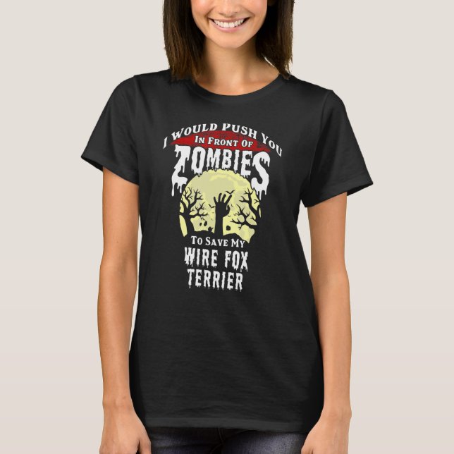 T-shirt Zombies Wire Fox Terrier Halloween Éffrayant (Devant)