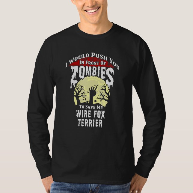 T-shirt Zombies Wire Fox Terrier Spooky Halloween (Devant)