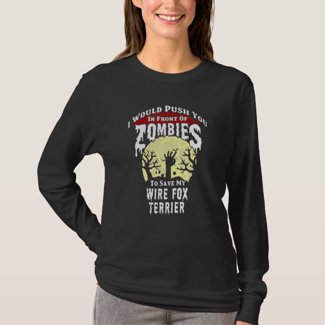 T-shirt Zombies Wire Fox Terrier Spooky Halloween (Devant)