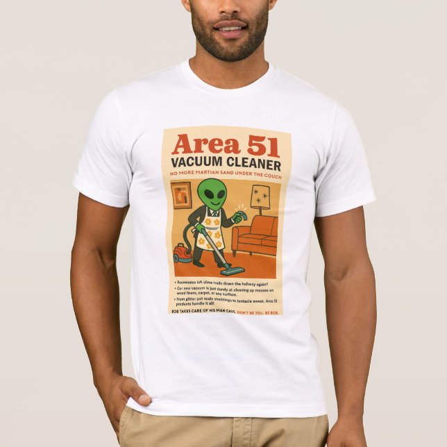 T-shirt Zone 51 Nettoyeur à vide Roswell Aliens 1950's Ret (Devant)